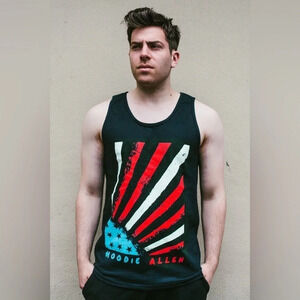Men’s  Hoodie Allen 2013 Merch Tank Top with American Flag size L band rap merch